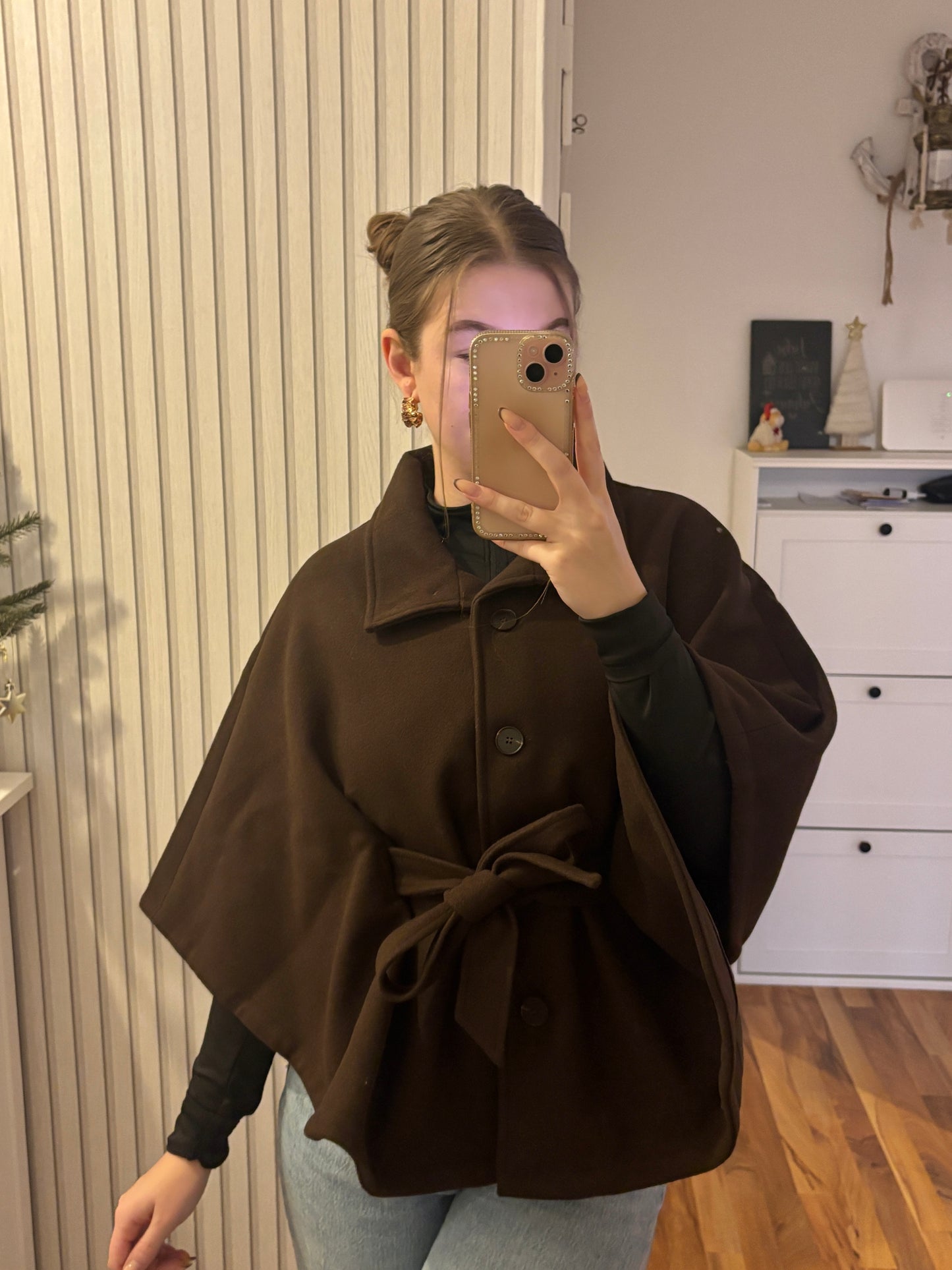 Chocolate Dream – Poncho-Cape mit Gürtel