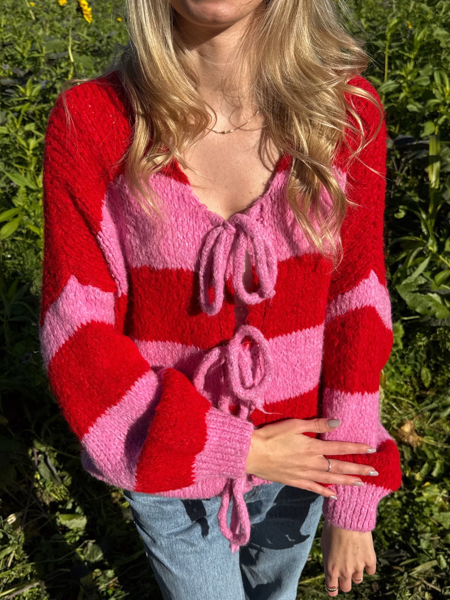 Strickjacke Berry Autumn - rot/rosa