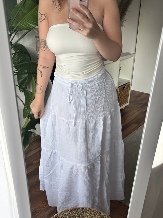 Musselin Maxirock - weiß