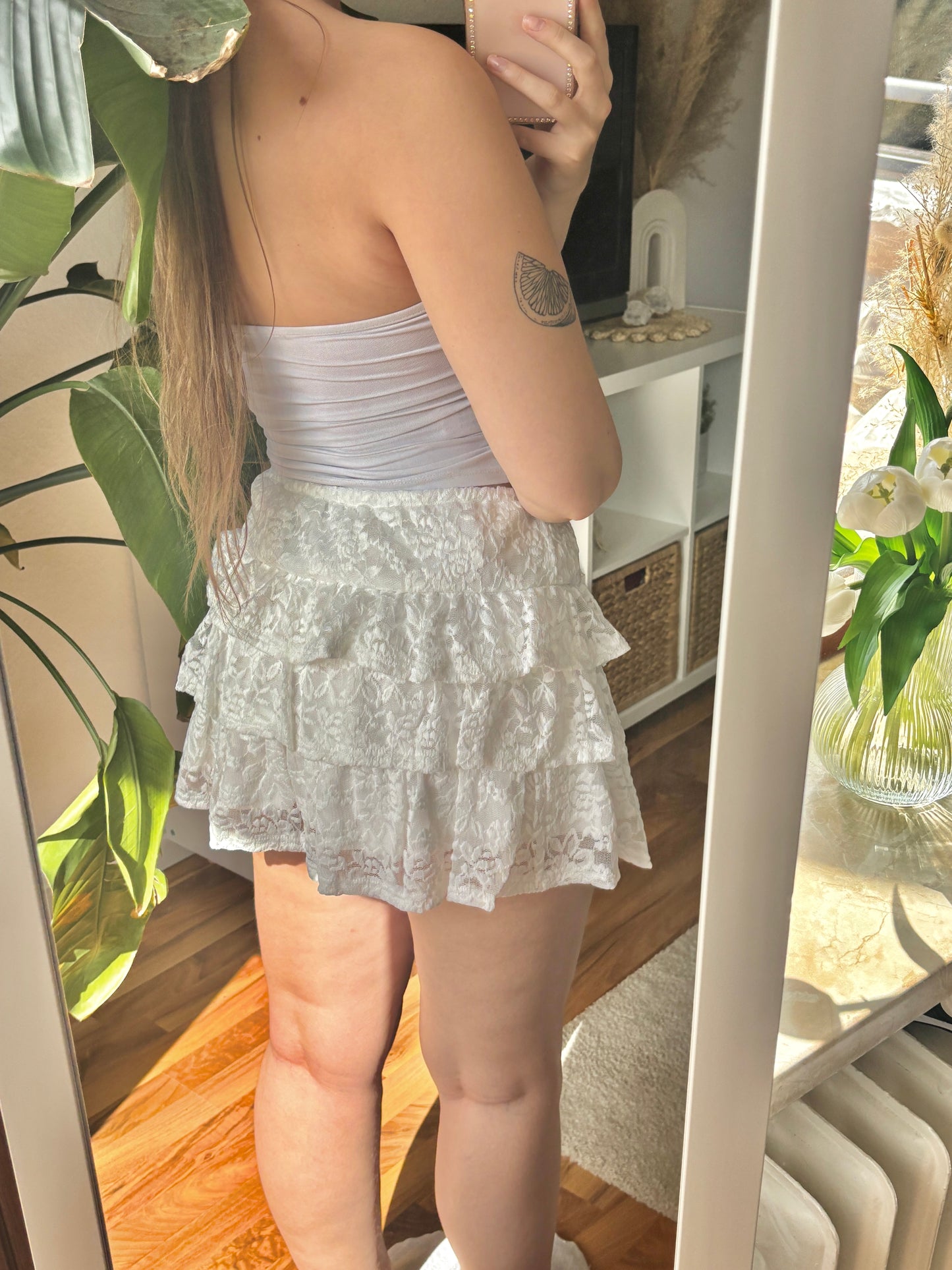 Hosenrock mit Spitze - Carlotta / weiß