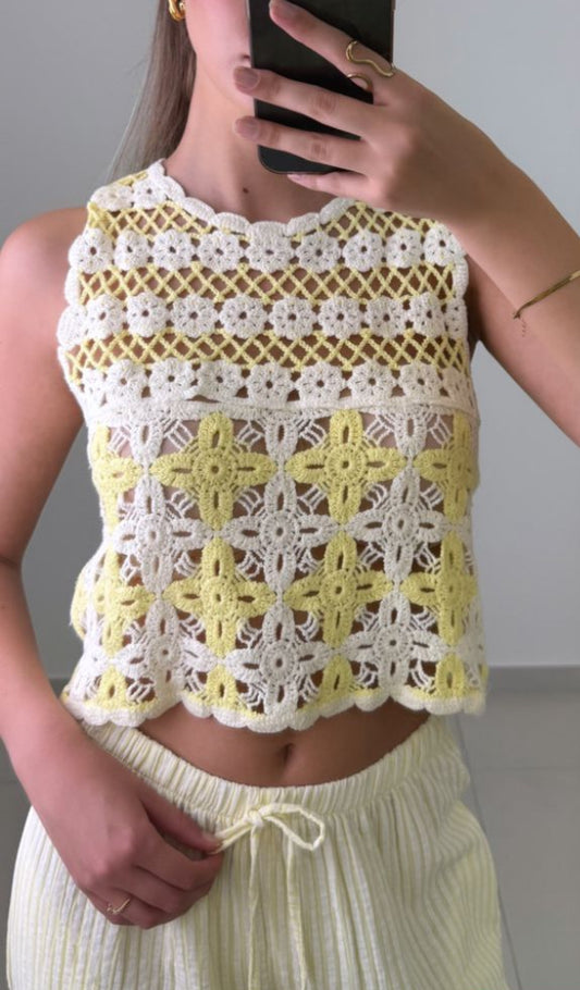 Häkeltop Soleil - gelb