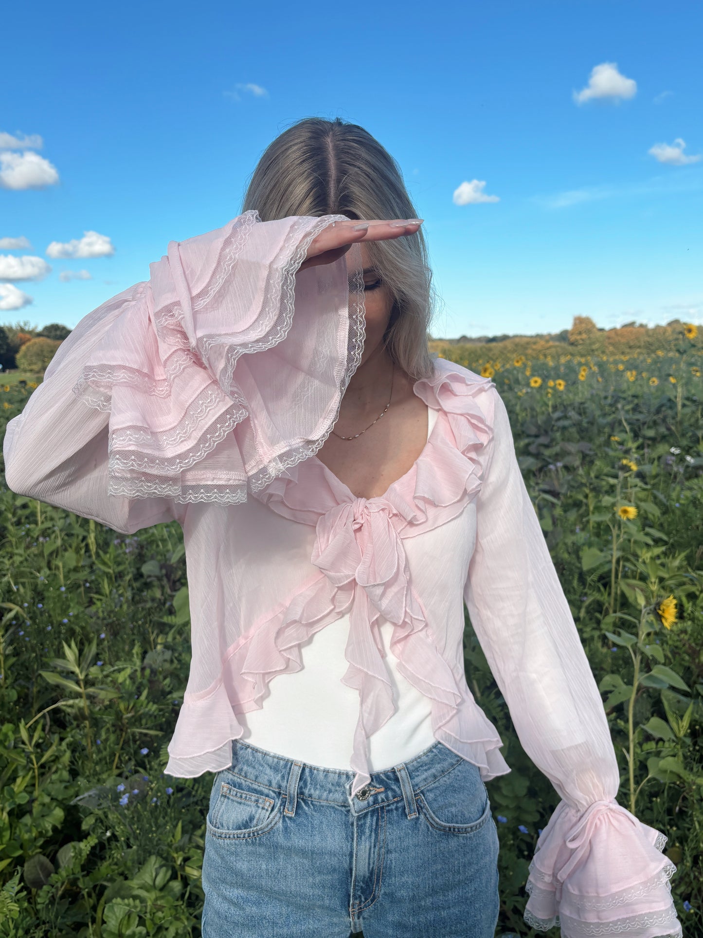 Bluse mit Rüschen - Sugarfloss / rosa
