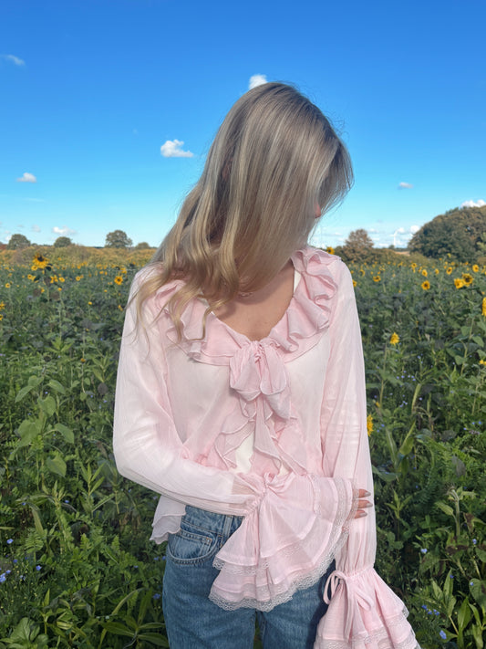 Bluse mit Rüschen - Sugarfloss / rosa