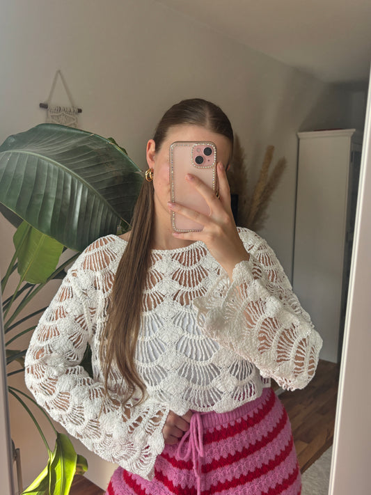 Häkelpulli - Coco / weiß