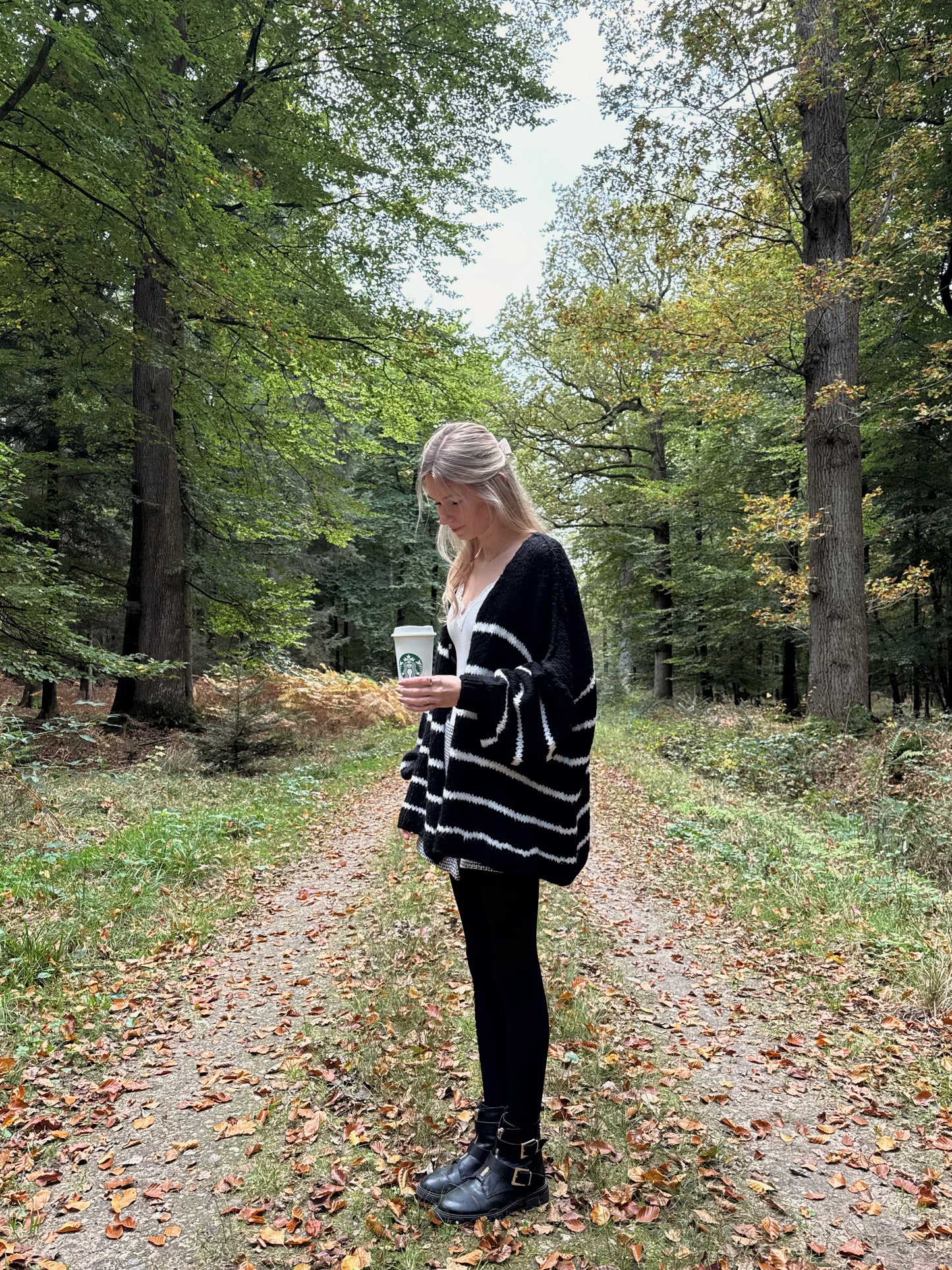 Offener Cardigan Stripe Carla - schwarz