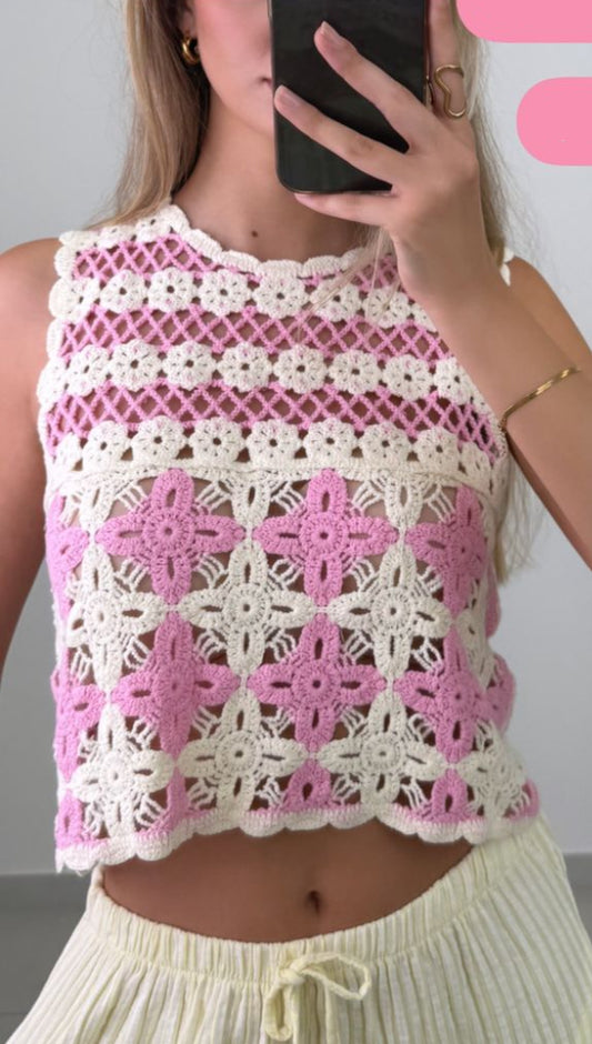 Häkeltop Soleil - rosa