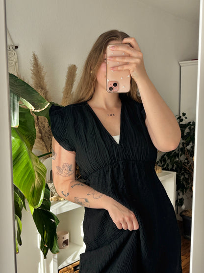 Maxidress kurzarm boho schwarz