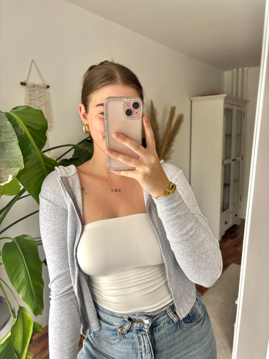 Zip Jacke „Moon Glow“ - grau (mit Kapuze)