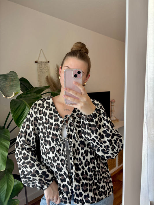 Bluse Langarm zum Binden - Leo