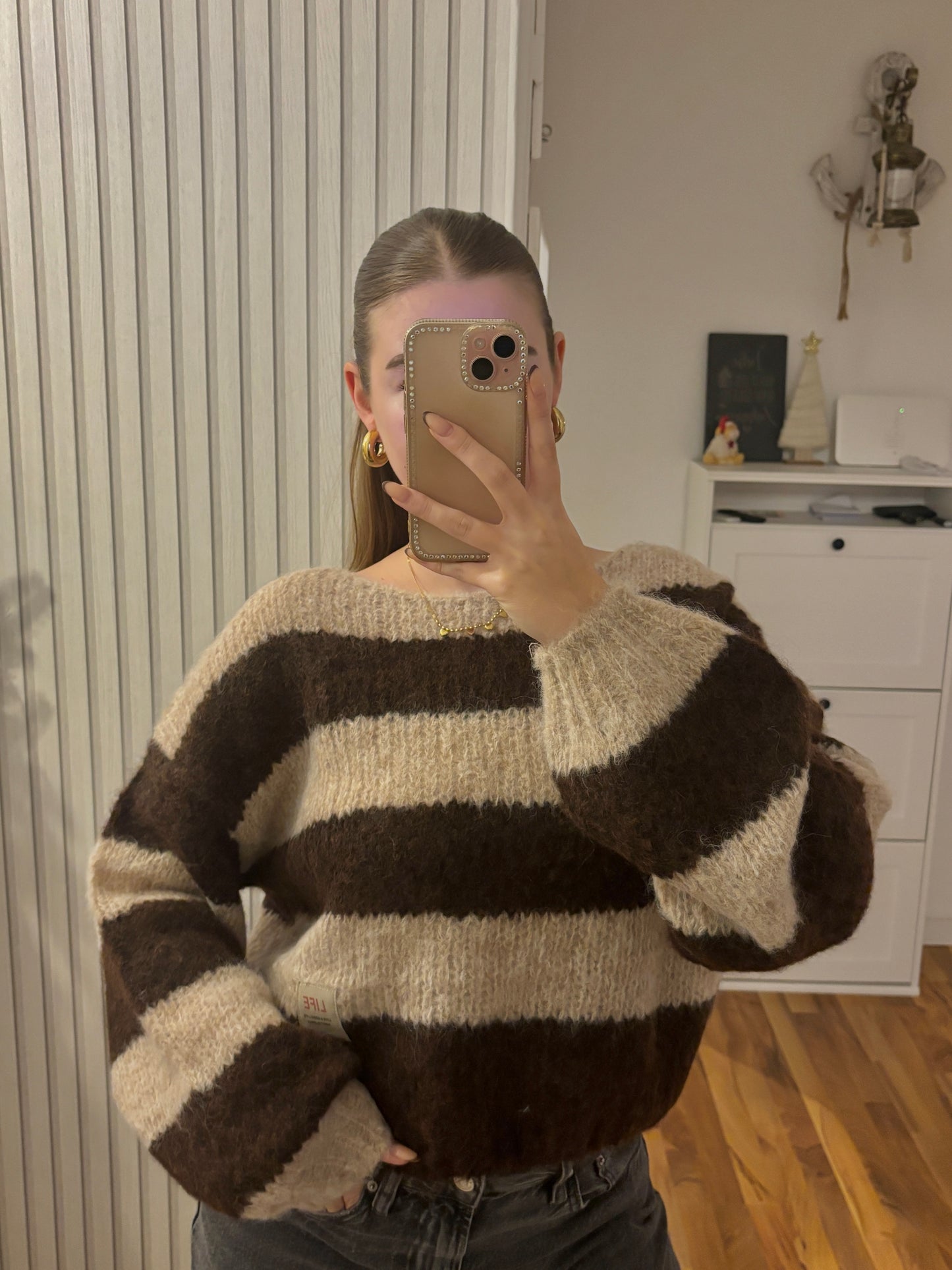 Strickpullover Pillow gestreift - braun/beige