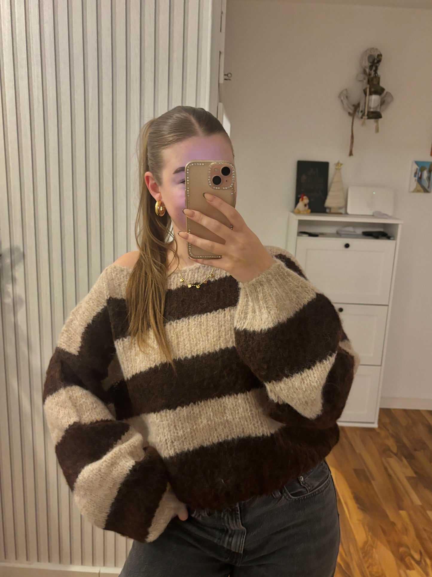 Strickpullover Pillow gestreift - braun/beige