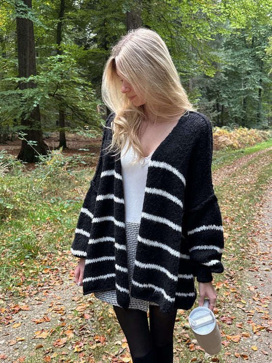 Offener Cardigan Stripe Carla - schwarz