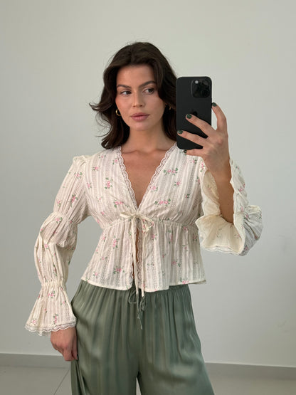 Bluse langarm - Melina - beige