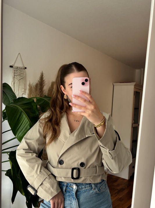 Trenchcoat classy Kurzmantel - Beige