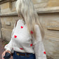 Oversize Pullover Herzchen - Jana / beige/rot