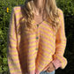Cardigan Stripe V-Neck Linn - gelb/rosa