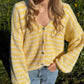Cardigan Stripe V-Neck Linn - gelb