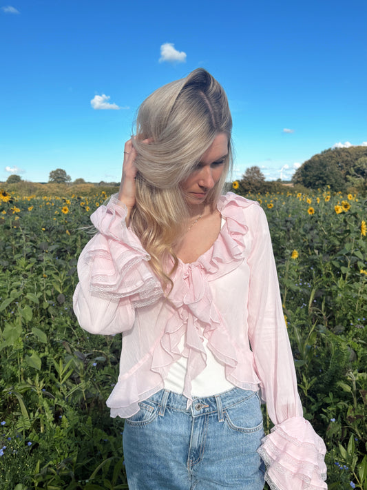 Bluse mit Rüschen - Sugarfloss / rosa