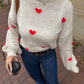 Oversize Pullover Herzchen - Jana / beige/rot