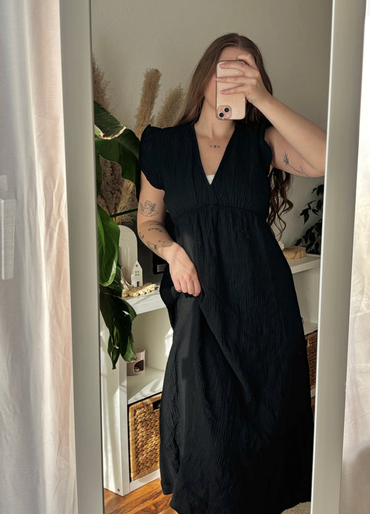 Maxidress kurzarm boho schwarz