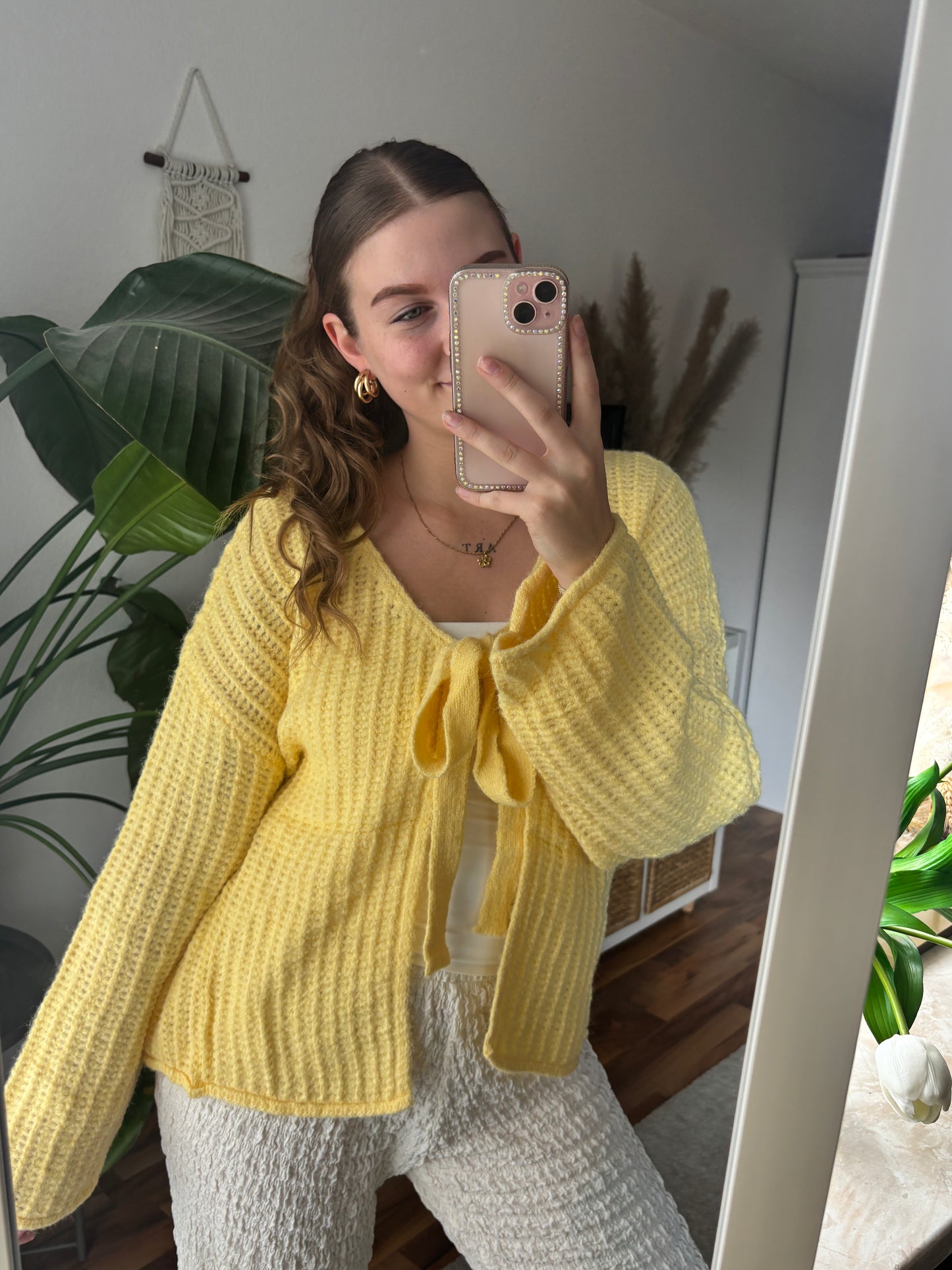 Cardigan zum Binden - Buttercream yellow
