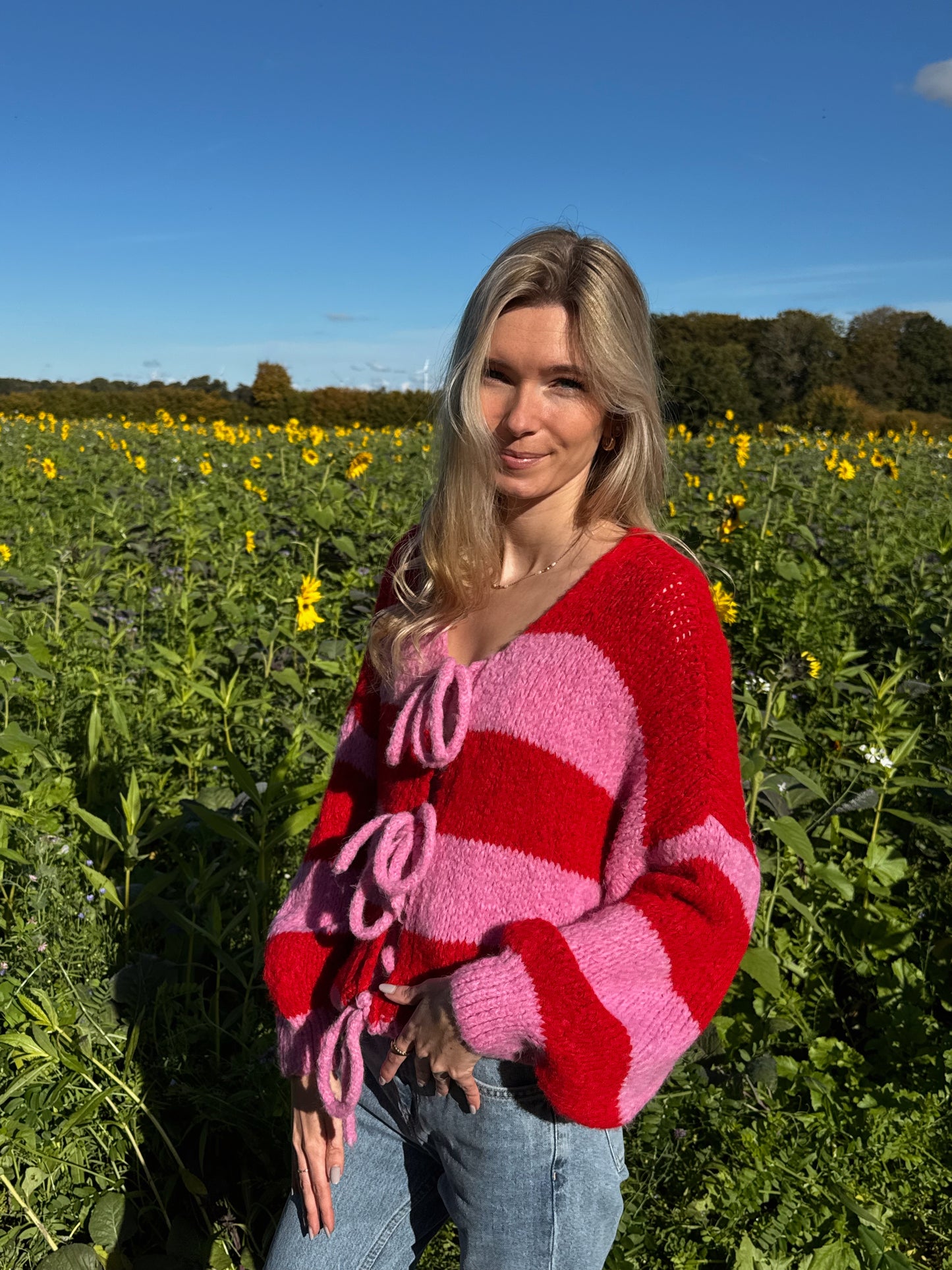 Strickjacke Berry Autumn - rot/rosa