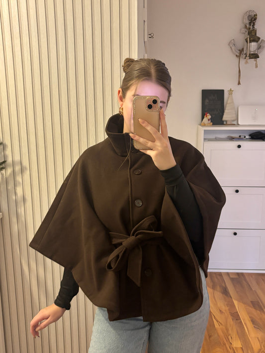 Chocolate Dream – Poncho-Cape mit Gürtel