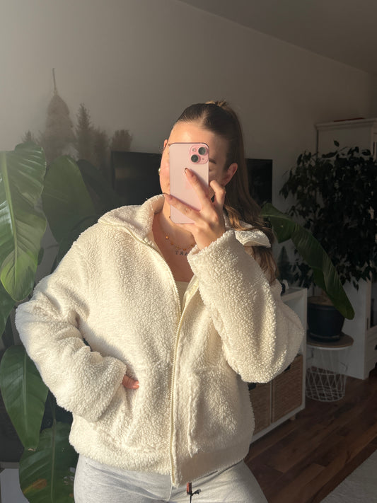 Teddy cozy Zip-Jacke - creme