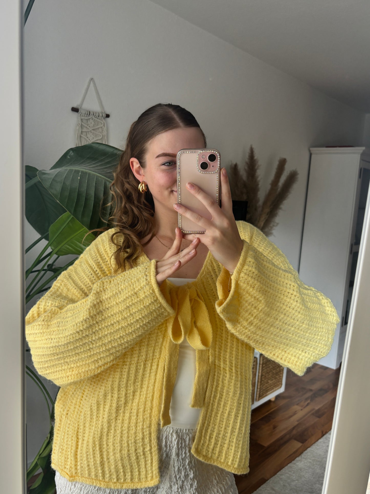 Cardigan zum Binden - Buttercream yellow