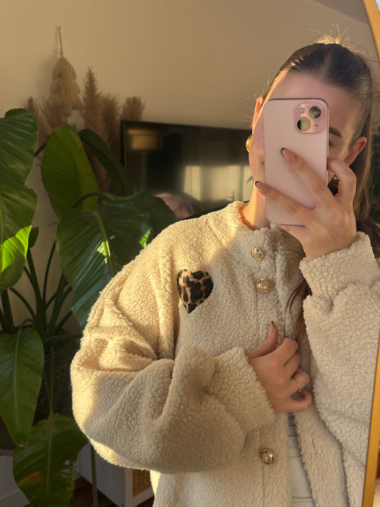 Oversize Teddyjacke Leo - creme