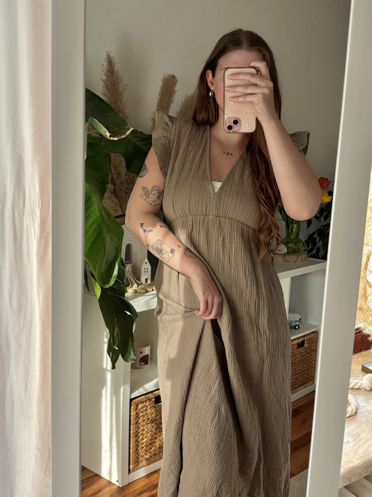 Boho Maxi dress (short arm) „taupe“