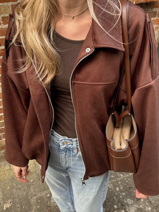 Wildlederoptik Jacke Elena - braun