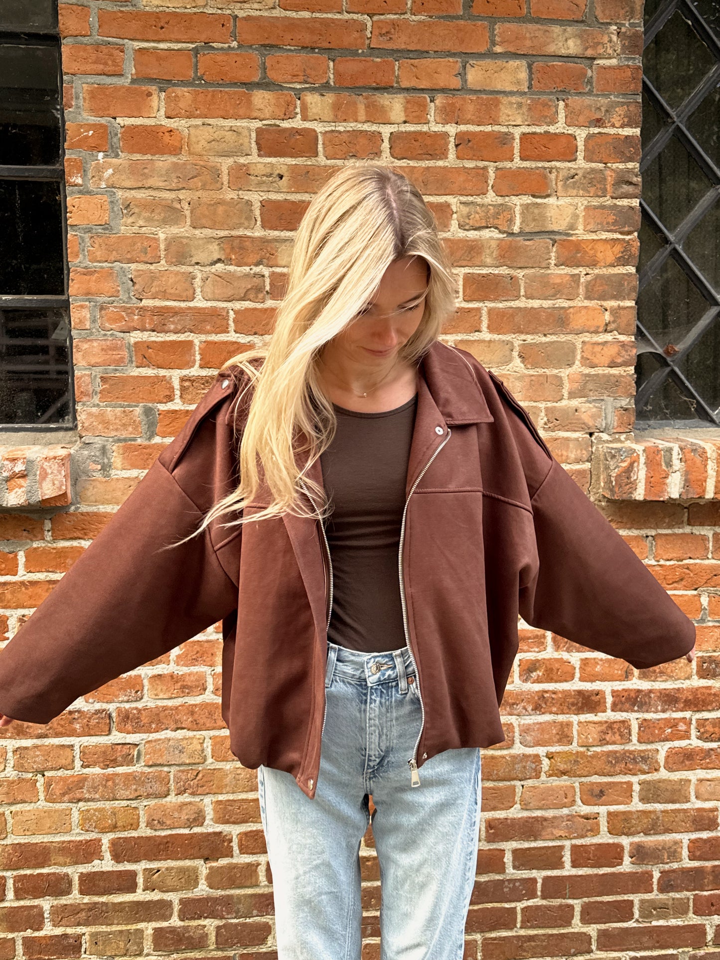 Wildlederoptik Jacke Elena - braun