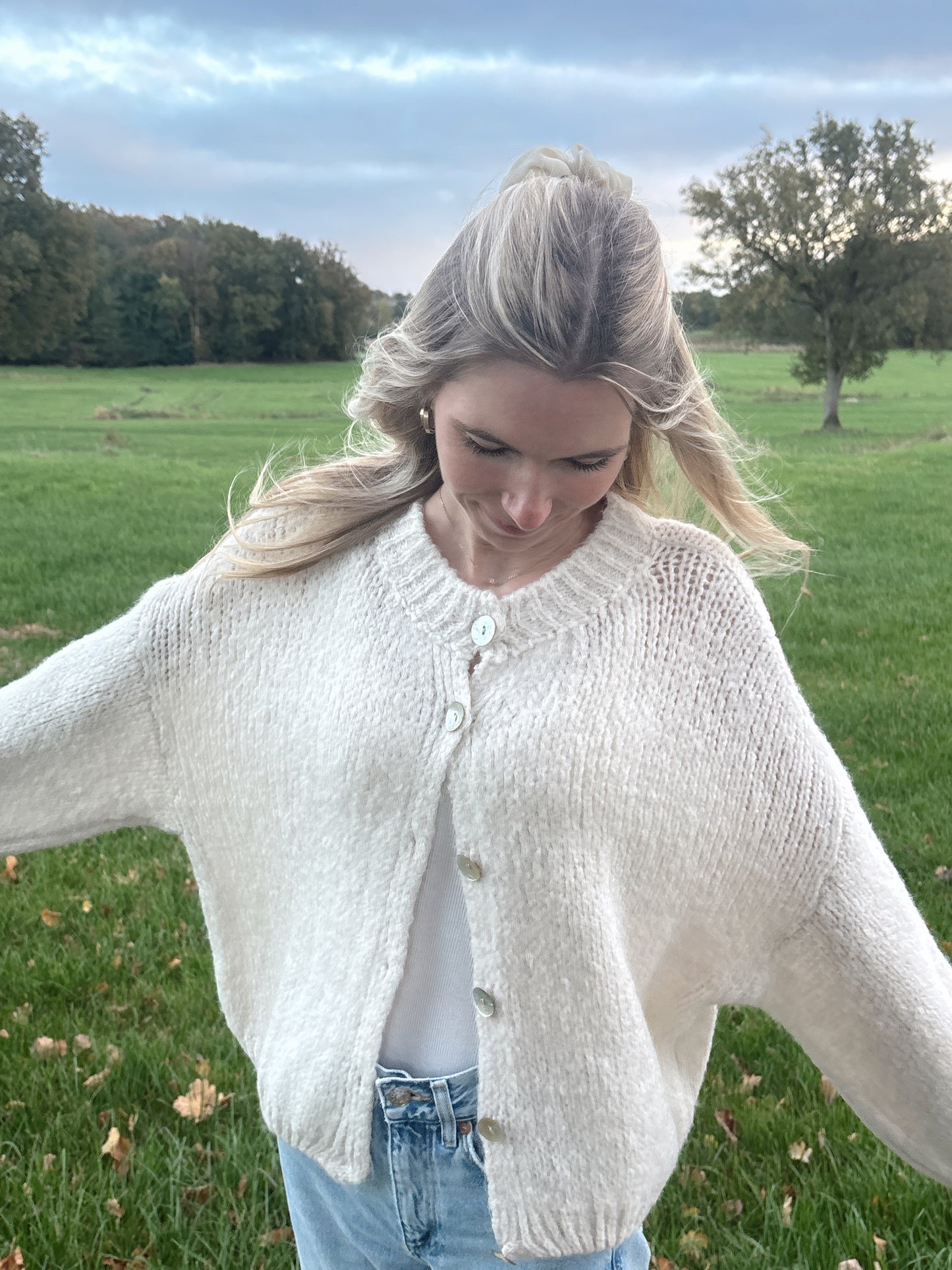 Oversize cozy cloud Knit Cardigan - creme