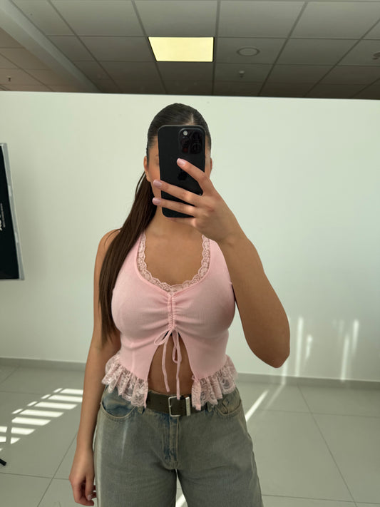 Top mit Spitze - Lacey / rosa