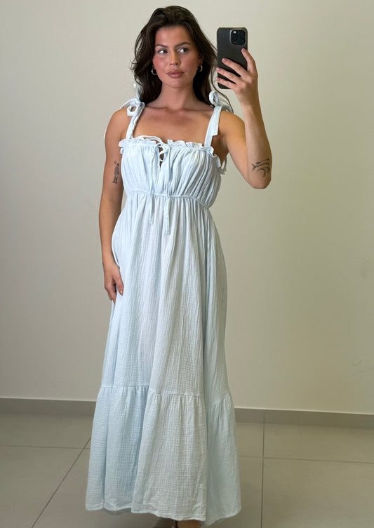 Musselin Maxikleid Paula - blau