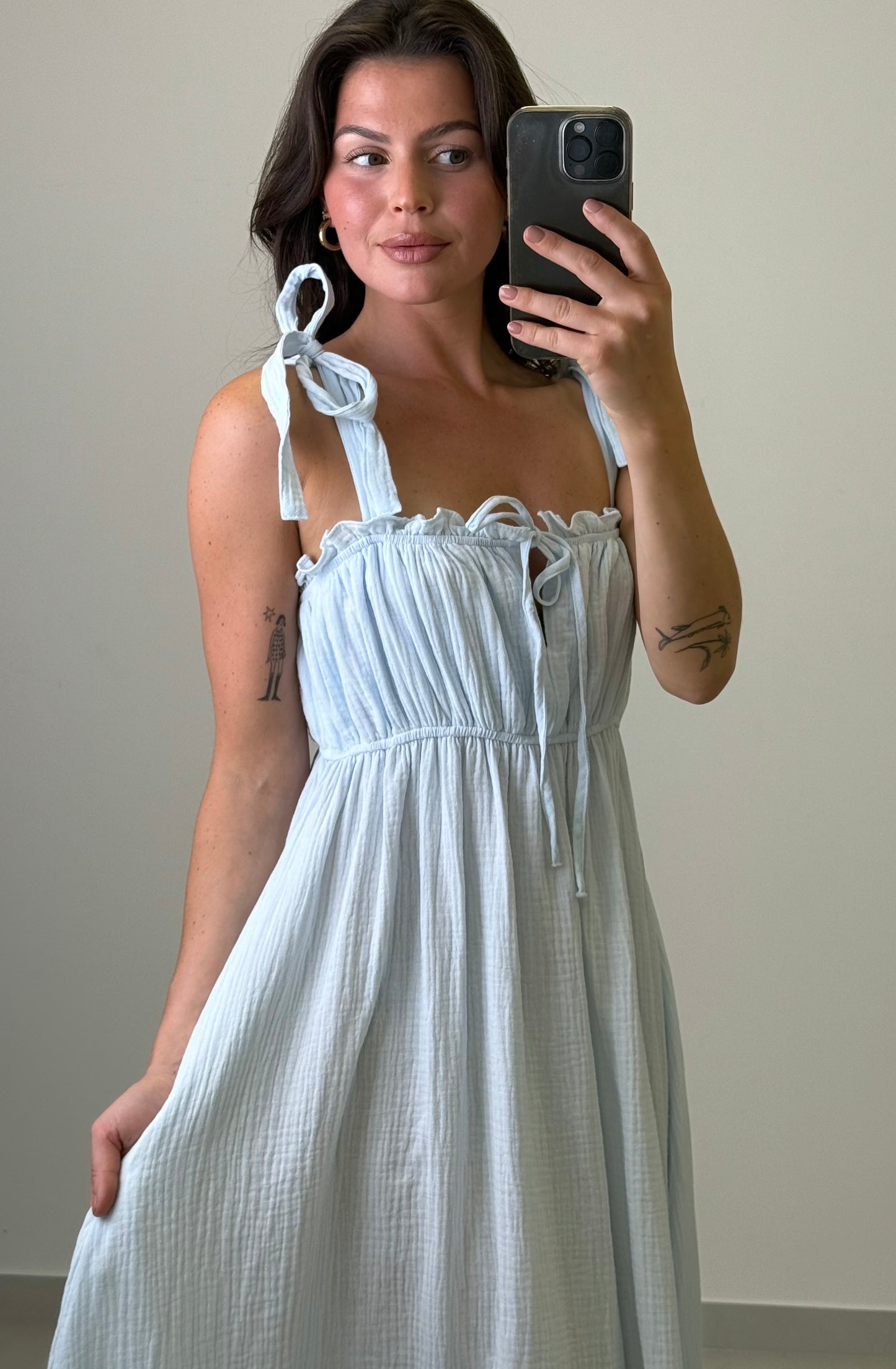 Musselin Maxikleid Paula - blau