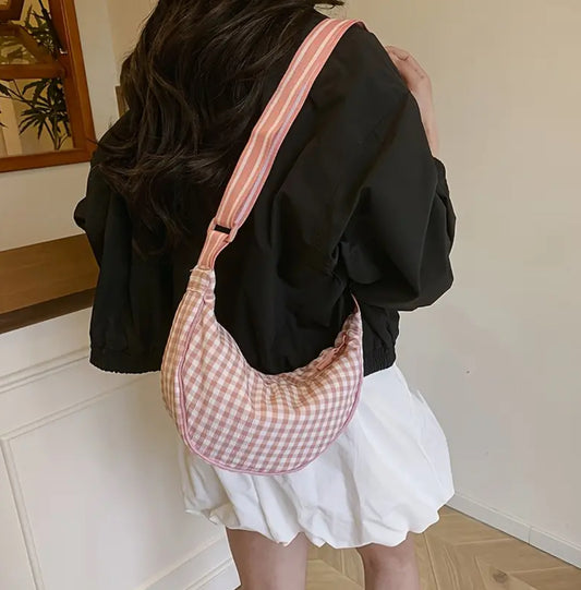 Crossbody Tasche kariert - Tracy / rosa