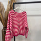 Cardigan Stripe V-Neck Linn - Pink