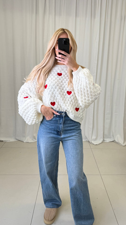 Pullover Sweetheart Knit / rosa-weiß