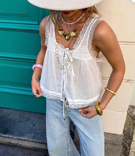 Top Boho Bloom - weiß